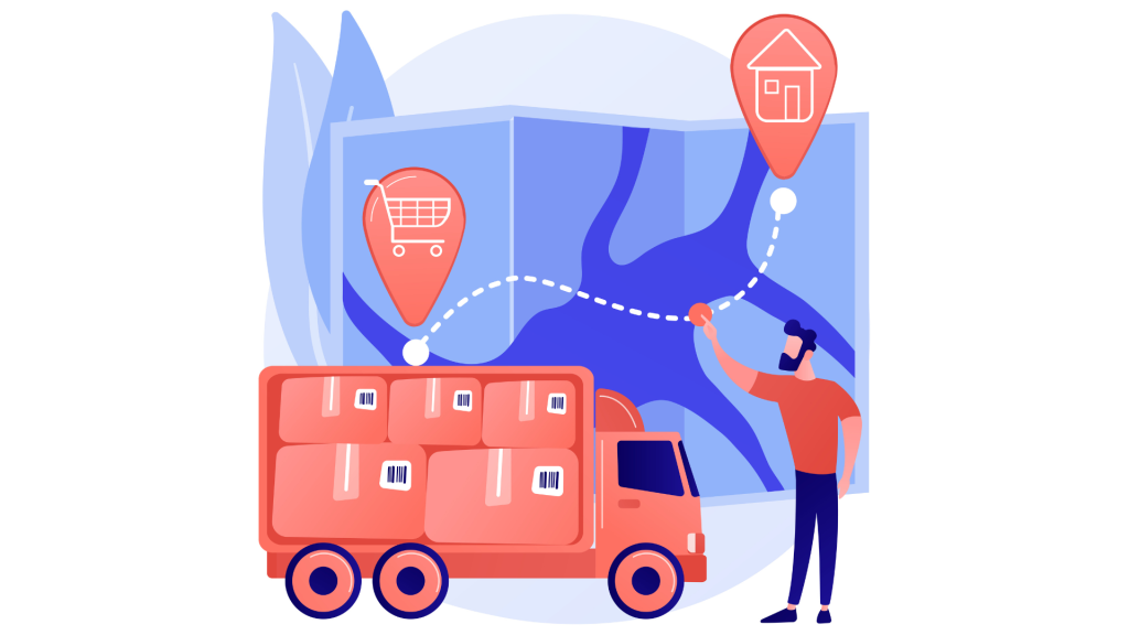 Ilustração para representar a capilaridade das entregas da Decorlux para todo o Brasil, oferecendo opções de frete CIF e FOB